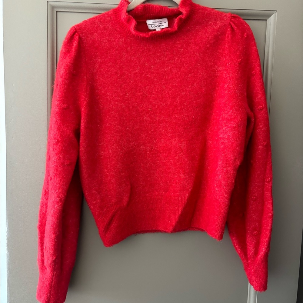 & Other Stories Red Ruff Neck Sweater